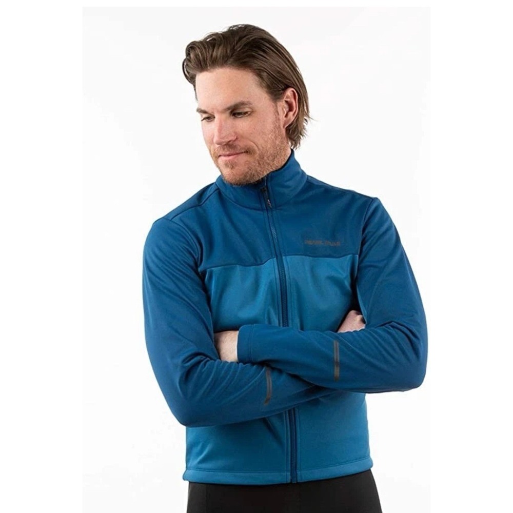 Pearl Izumi Men XL Quest AmFIB Fall Cycling Jacket Blue Wind Water Resistant